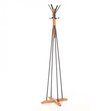 Καλόγερος ρούχων Myra pakoworld καρυδί-μαύρο χρώμα Φ40x160εκ