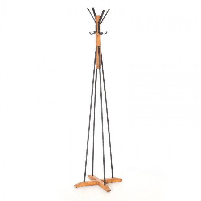 Καλόγερος ρούχων Myra pakoworld καρυδί-μαύρο χρώμα Φ40x160εκ