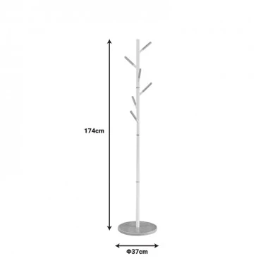 Ponziele clothes rack metal in white shade D37x174cm