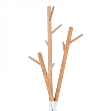 Coat Stand Sigar pakoworld metal-wood in white-natural color 49x51x187cm