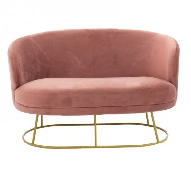 2 seater sofa Rony pakoworld in rotten apple velvet - golden metal 132x82x83cm