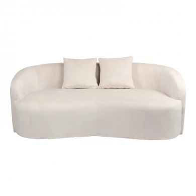 2-seater sofa Raini pakoworld with cushions cream velvet 178x82x68cm