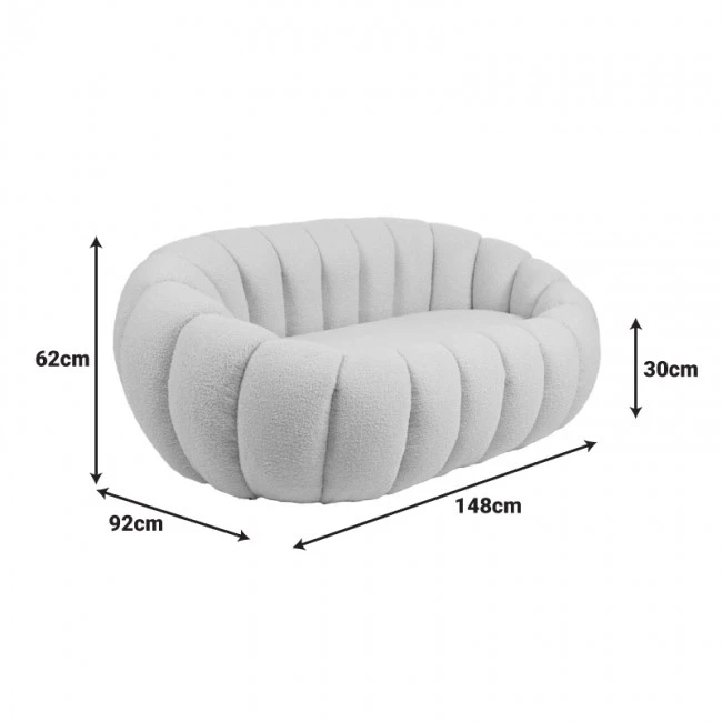 2-seater sofa Yannick pakoworld boucle beige fabric 148x92x62cm