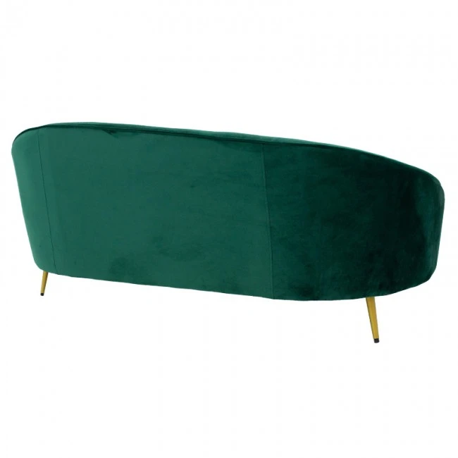 3 seater sofa Amora pakoworld dark green velvet - golden metal 180x81x77cm