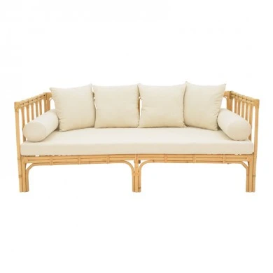Sofa Alessa pakoworld natural rattan-white fabric with cushions 200x100x76cm