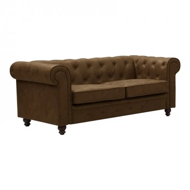 Chesterfield type 2-seater sofa pakoworld antique brown pu 160x84x67cm