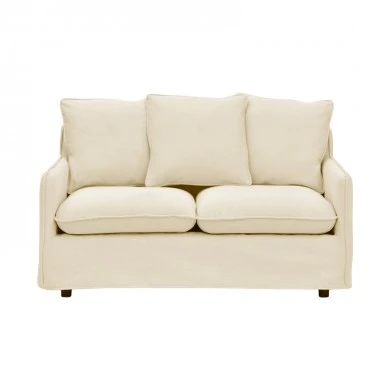 2-seater sofa Interest pakoworld beige fabric with three pillows 140x85x90cm