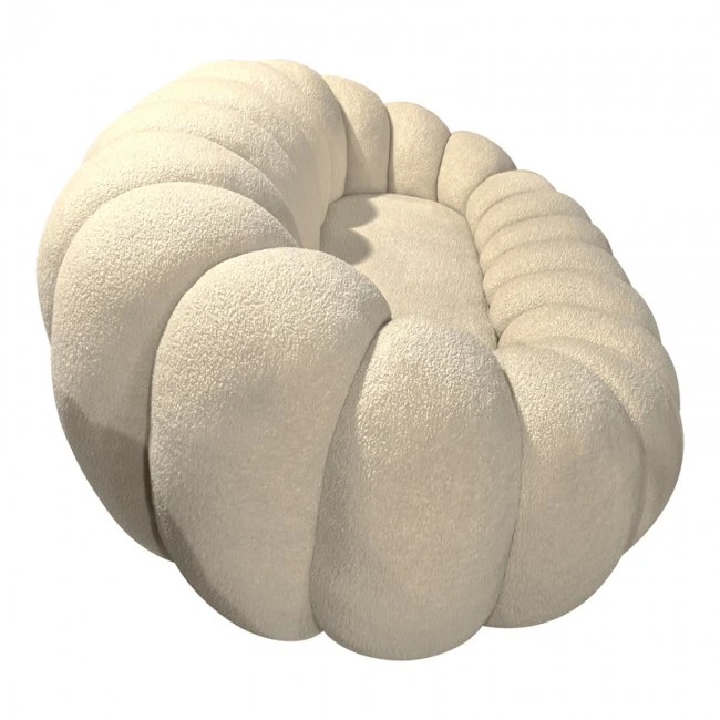 Sofa Embrace pakoworld boucle fabric in beige shade 180x105x65cm