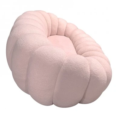 Sofa Embrace pakoworld boucle fabric in pink shade 180x105x65cm