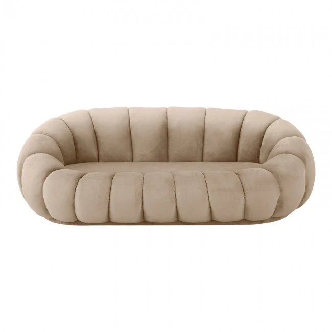 Sofa Embrace pakoworld velvet in beige shade 180x105x65cm
