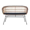 Garden sofa 2 seater Naoki pakoworld with cushion pe natural-metal black 148x70x72cm