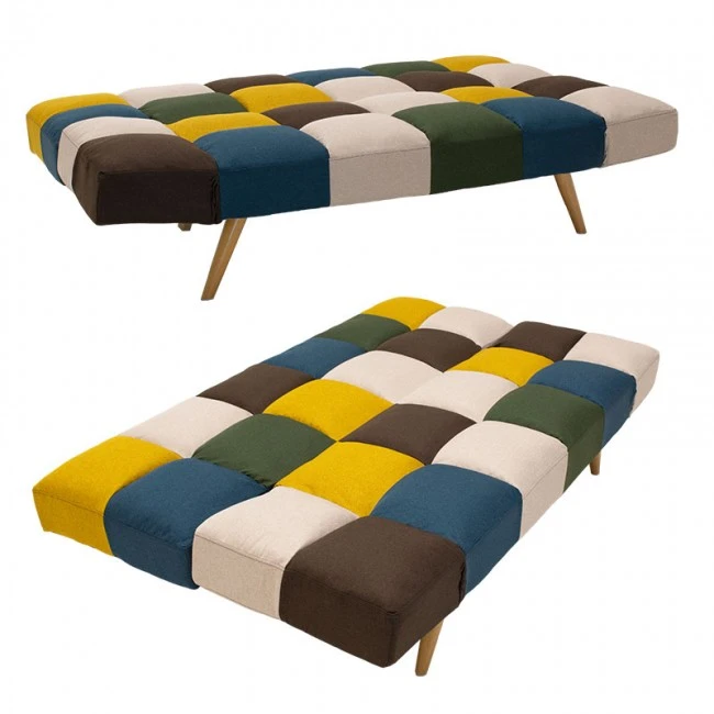 3 seater sofa-bed Freddo pakoworld fabric multicolored 182x81x84 cm