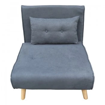 Armchair-bed Josuane pakoworld anthracite fabric and natural wood leg 77x80x81cm