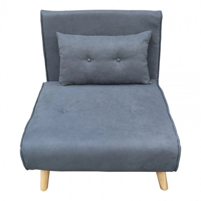 Armchair-bed Josuane pakoworld anthracite fabric and natural wood leg 77x80x81cm