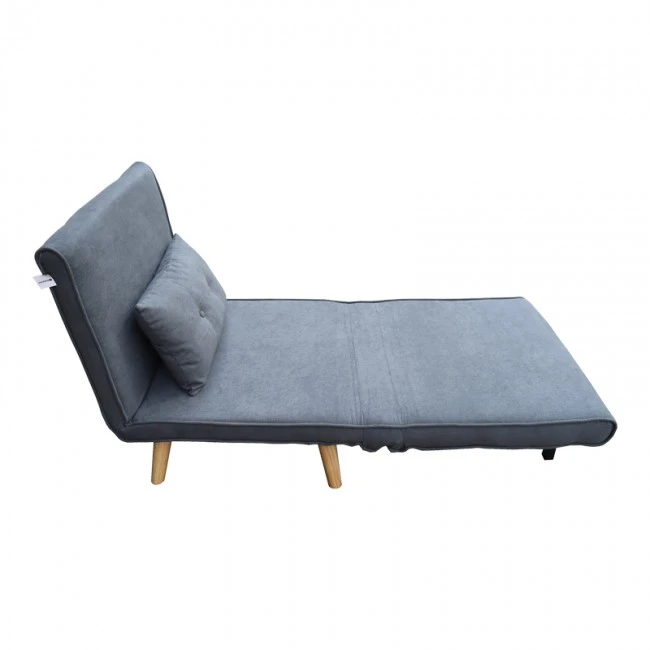 Armchair-bed Josuane pakoworld anthracite fabric and natural wood leg 77x80x81cm