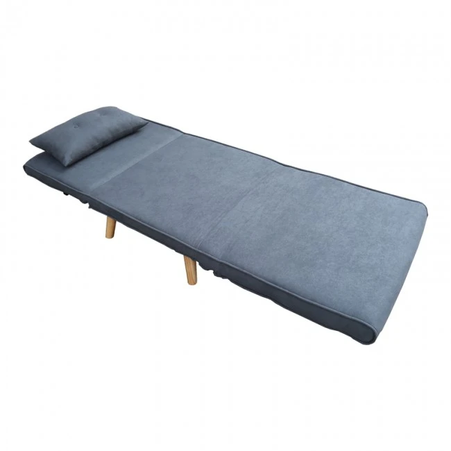 Armchair-bed Josuane pakoworld anthracite fabric and natural wood leg 77x80x81cm