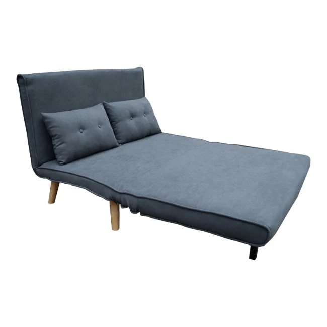 Josuane sofa-bed pakoworld two-seater anthracite fabric and natural wood leg 117x80x81cm