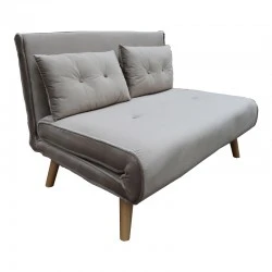 Josuane sofa-bed pakoworld two-seater gray velvet and natural wood leg 122x80x81cm Josuane sofa-bed pakoworld two-seater gray velvet and natural wood leg 122x80x81cm