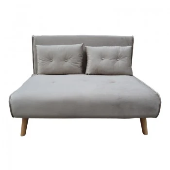 Josuane sofa-bed pakoworld two-seater gray velvet and natural wood leg 122x80x81cm