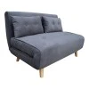 Josuane  pakoworld two-seater sofa bed, anthracite velvet, natural wooden legs, 122x80x81cm