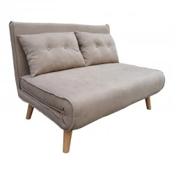 Josuane sofa-bed pakoworld two-seater beige fabric and natural wood leg 122x80x81cm Josuane sofa-bed pakoworld two-seater beige fabric and natural wood leg 122x80x81cm