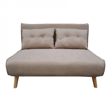 Josuane sofa-bed pakoworld two-seater beige fabric and natural wood leg 122x80x81cm