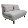 Sofa-bed Josuane pakoworld two-seater beige velvet- black wooden leg 122x80x81cm