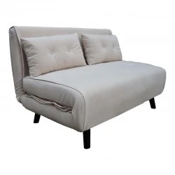 Sofa-bed Josuane pakoworld two-seater beige velvet- black wooden leg 122x80x81cm Sofa-bed Josuane pakoworld two-seater beige velvet- black wooden leg 122x80x81cm