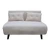 Sofa-bed Josuane pakoworld two-seater beige velvet- black wooden leg 122x80x81cm