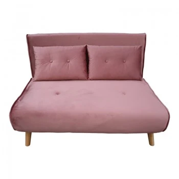Josuane sofa-bed pakoworld two-seater rotten apple velvet and wooden leg in natural shade 122x80x81cm