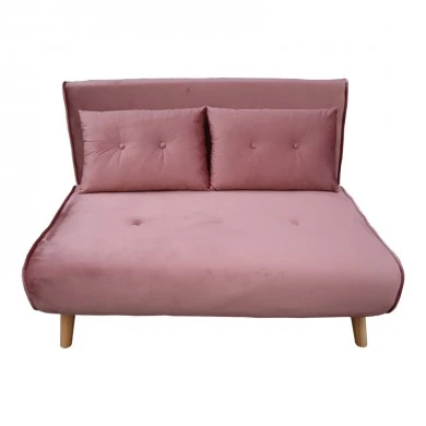 Josuane sofa-bed pakoworld two-seater rotten apple velvet and wooden leg in natural shade 122x80x81cm