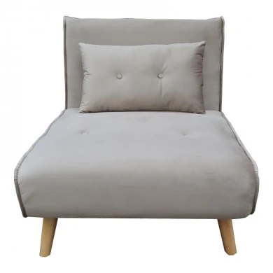 Josuane armchair-bed pakoworld gray velvet and natural wood leg 77x80x81cm