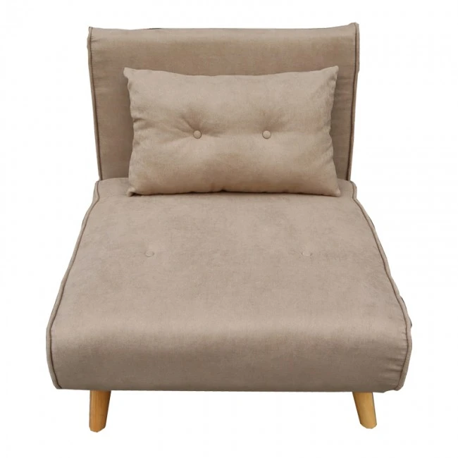 Josuane armachair-bed pakoworld beige fabric and natural wood leg 77x80x81cm