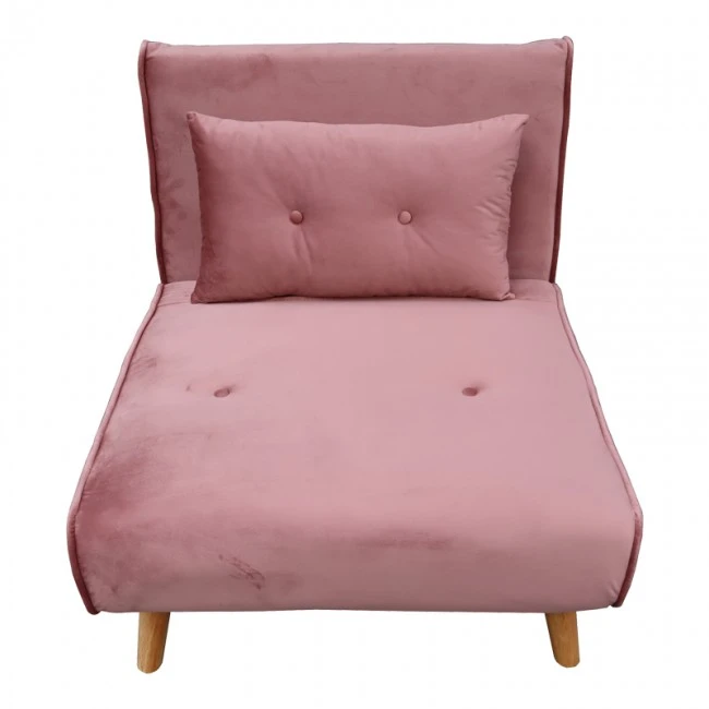 Armchair-bed Josiane pakoworld rotten apple velvet and wooden leg in natural shade 77x80x81cm