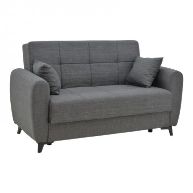 Sofa-bed with storage two-seater Lincoln pakoworld charcoal fabric 165x75x85cm