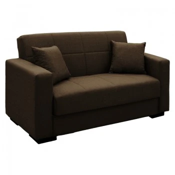 Sofa-bed with storage two-seater Vox pakoworld brown fabric 154x82x83cm