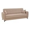 Sofa-bed with storage three-seater Lincoln pakoworld beige fabric 225x75x85cm