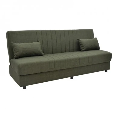 Romina three-seater sofa-bed with storage space pakoworld green fabric 190x75x85cm