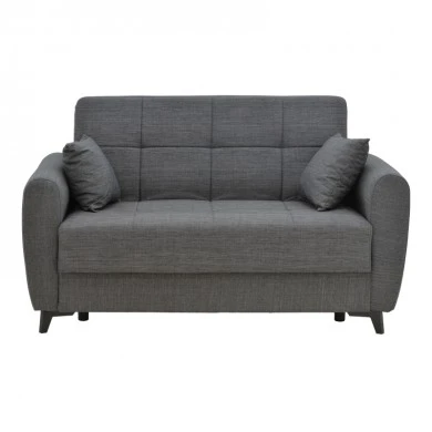 Sofa-bed with storage two-seater Lincoln pakoworld charcoal fabric 165x75x85cm