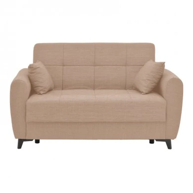 Sofa-bed with storage two-seater Lincoln pakoworld beige fabric 165x75x85cm