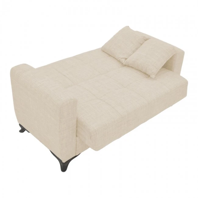 Sofa-bed with storage two-seater Modesto pakoworld cream fabric 155x85x80cm