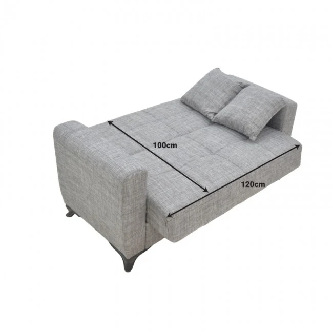 Sofa-bed with storage two-seater Modesto pakoworld cream fabric 155x85x80cm