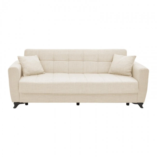 Modesto pakoworld three-seater sofa-bed with storage space cream fabric 215x85x80cm