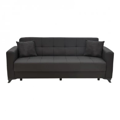 Modesto pakoworld three-seater sofa-bed with storage space black fabric 215x85x80cm