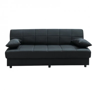 Romina pakoworld 3-seater sofa-bed with storage space fabric in black shade 180x83x79cm