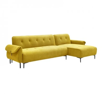 Three-seater reversible sofa bed Nuavid pakoworld yellow fabric 293x143x85cm