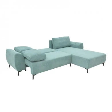 Three-seater sofabed with storage Settee Pakoworld fabric in blue color 286x204x93cm