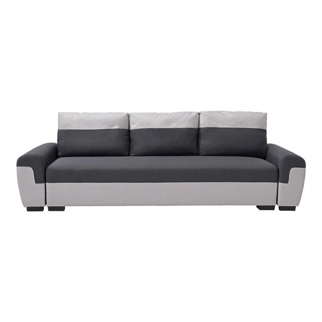 Gaby three-seater sofa bed pakoworld fabric with storage space in anthracite-gray shade 260x88x88cm