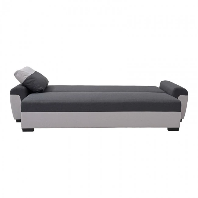 Gaby three-seater sofa bed pakoworld fabric with storage space in anthracite-gray shade 260x88x88cm