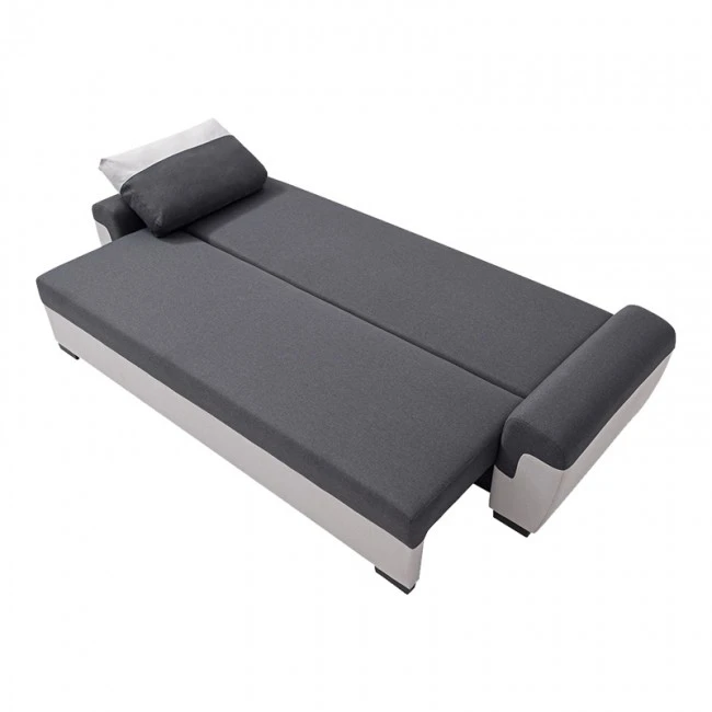 Gaby three-seater sofa bed pakoworld fabric with storage space in anthracite-gray shade 260x88x88cm